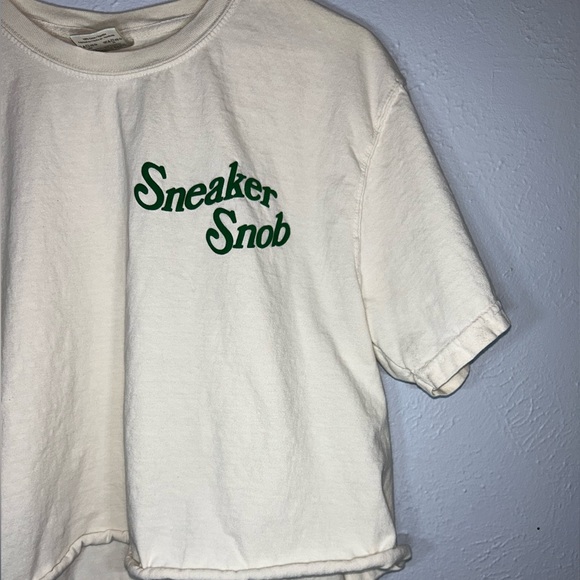 SOLD!! NO LONGER AVAILABLE!!!Sneaker Snob Cream Crop Top with Puff Lettering! - Picture 5 of 6